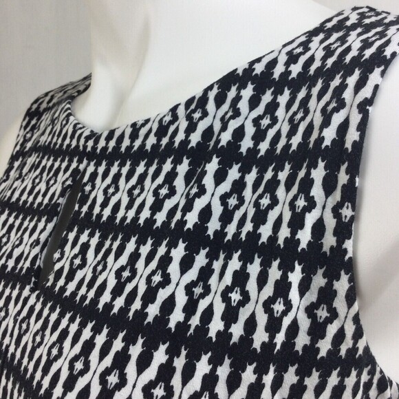 Soma Womens Dress Black White Print Sleeveless Keyhole Front Back Sz Medium - Picture 7 of 11
